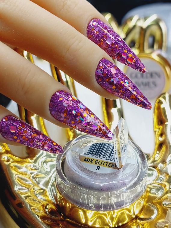MIX GLITTERY #9 GOLDEN NAILS